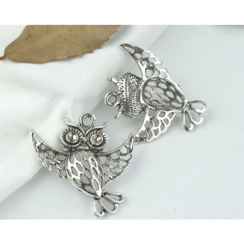 5pcs alloy Tibetan Silver Plated owl Charms Pendants for Jewelry Making DIY Handmade Craft 37*36mm D142