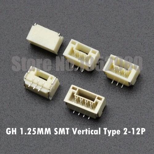 50PCS GH 1.25MM Connector SMT Vertical Type with Buckle JST/A1257 2/3/4/5/6/7/8/9/10/12P
