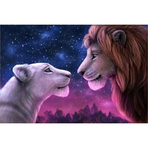 5D DIY Full Round Diamond Painting Lion King To My Love Cross Stitch 3D Embroidery Rhinestone Mosaic Home Decor Gift Y308