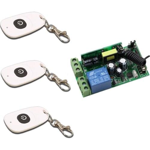 AC 85V 100V 110V 125V 220V 240V 250V Wireless Remote Control Switch System 1CH Relay Receiver + 3Pcs Waterproof Transmitter