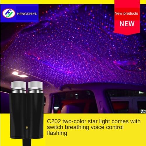 Car Usb Starry Sky Ceiling Lamp Car Atmosphere Laser Projection Decorative Lamp Roof Starry Led Voice-controlled Rhythm Lamp New
