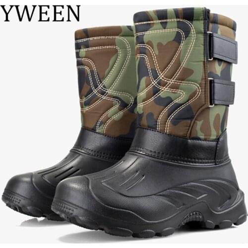 YWEEN Non-slip Shoes Men Autumn and Winter Thickened Warm Snow Boots Male Fleece-lined Waterproof Outdoor Fishing Cotton Boots