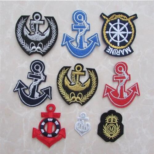 Brand new fashion anchor patterend new arrive hot melt adhesive applique embroidery patches stripes DIY accessory C145-C939