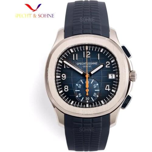 Dropshipping 2021 Hot Selling Wrist Watches For Men Specht&Sohne Blue Rubber Quartz Chronograpgh Sport Watch Relogio Masculino