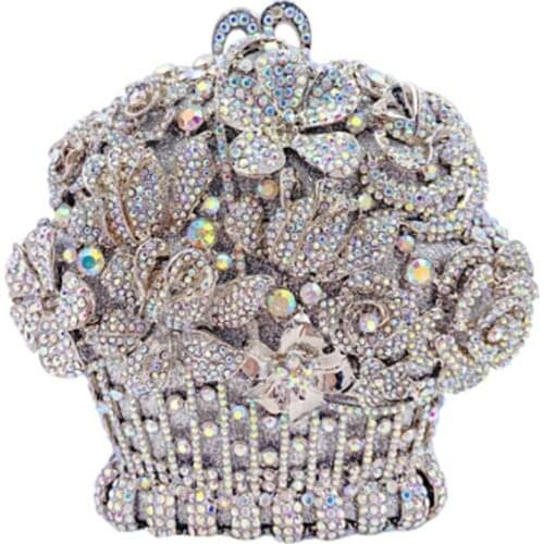 Lady Party Hollow Out Dazzling Crystal Women Evening Bags Hard Case Diamond Minaudiere Ladies Party Clutch Purse Wedding Handbag