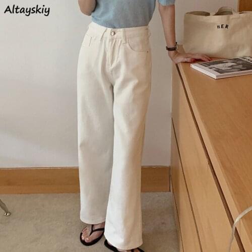 Jean Women White Summer Japanese Style Simple Solid All-match High Waist Comfortable Leisure Casual Elegant Girls Streetwear New