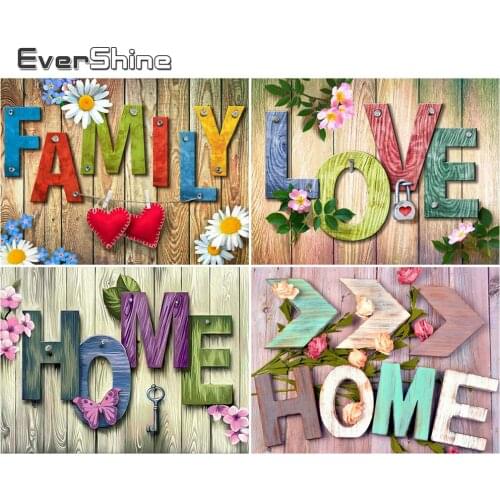 EverShine DIY Full Square Diamond Embroidery Text Mosaic 5D Diamond Painting Home Cross Stitch Love Rhinestones Home Decor