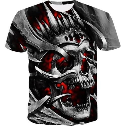 2020 new skull mens casual t-shirt Summer 3D printed round neck cool shirt Street fashion trend youth hip hop Tops T-shirt
