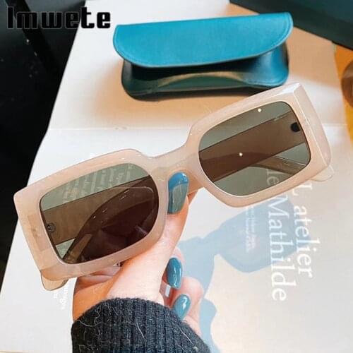 Imwete 2021 Vintage Small Square Sunglasses Women Fashion Black Sun Glasses Men Trend Goggles Retro ladies Eyeglasses Colored