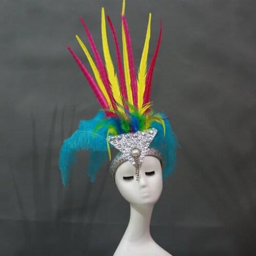 Halloween cosplay model fashion show Victoria samba dance stage custom handmade ostrich feather headpieces