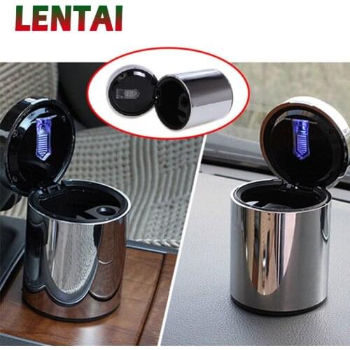 LENTAI For Honda civic 2006-2011 2017 accord 2003-2007 fit Volvo xc90 s60 xc60 Abarth 1Pc Auto Car ashtray Solar LED Lamp Silver