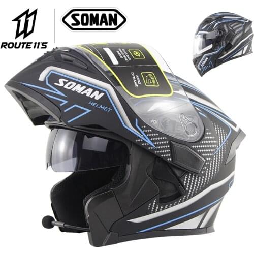 SOMAN Full Face Cascos Para Moto Dot Casco De Moto Dual Lens Modular Motorcycle Helmet Flip Up Helmet Motorbike Helmets Capacete