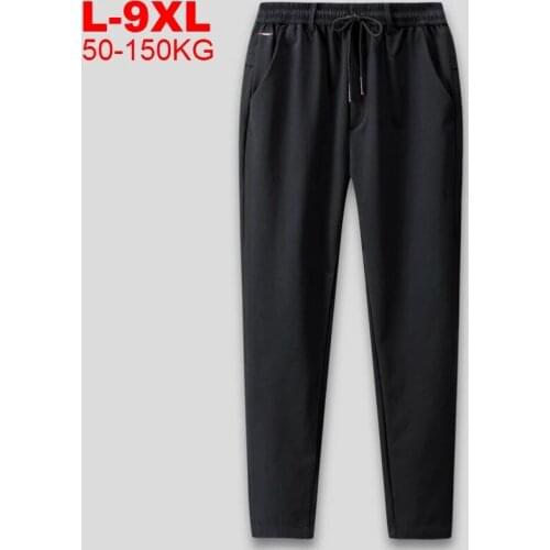 Mens Casual Trackpants Solid Black Trousers Plus Size 9xl 8xl Winter Autumn Joggers Oversize Sweatpants Men Thick Jogger Pants
