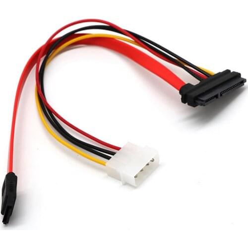 Newest 30cm SATA Combo 15 Pin Power And 7 Pin Data Cable 4 Pin Molex To Serial ATA Lead Cable Molex To Sata Power Adapter