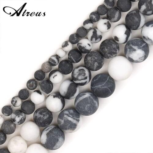 4-10mm Matte New Natural Stone Round Beads Black And White Zebra Fashion Atreus For Jewelry Making Suitable For Men Or Women