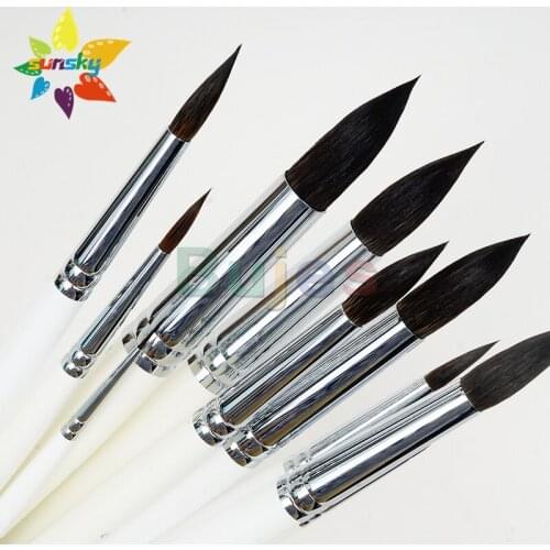 Original 3K White Nights 1113 Round head Watercolor brush Collinsky mink brush Short pole Lacquer wood pole brush Art supplies