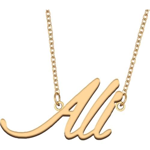 Ali Name Necklace for Women Stainless Steel Jewelry 18k Gold Plated Alphabet Nameplate Pendant Femme Mother Girlfriend Gift