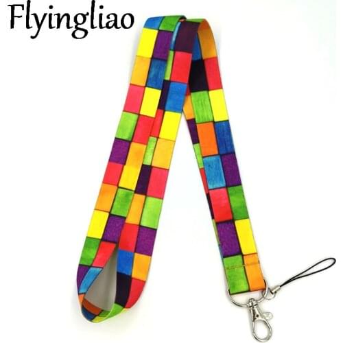 Rainbow lattice Pattern Lanyard for Keys Phone Cool Neck Strap Lanyard for Camera Whistle ID Badge Cute webbings ribbons Gifts