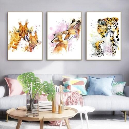 Nordic Watercolor Panda Rabbit Penguin Giraffe Fox Leopard Diamond Painting Love Animal Diamond Embroidery Wall Art Home Decor