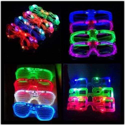 200pcs LED Flashing Blinking Glasses Kids Adults Light Up Love Heart Shutter Blinds Eye Glasses Halloween Glow Party Supplies