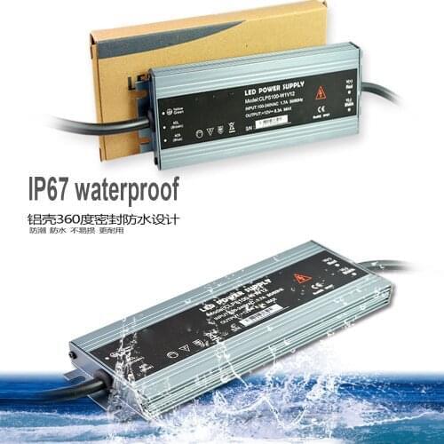 Ultra thin Waterproof IP67 LED Driver 12V AC/DC 45W 60W 100W 120W 150W to 100-240V 200w to 220V Converter Adapter Power Supply