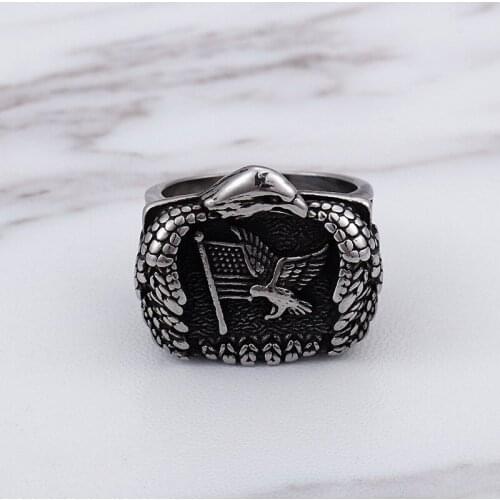 Domineering titanium steel mens index finger single personality index finger punk retro eagle ring