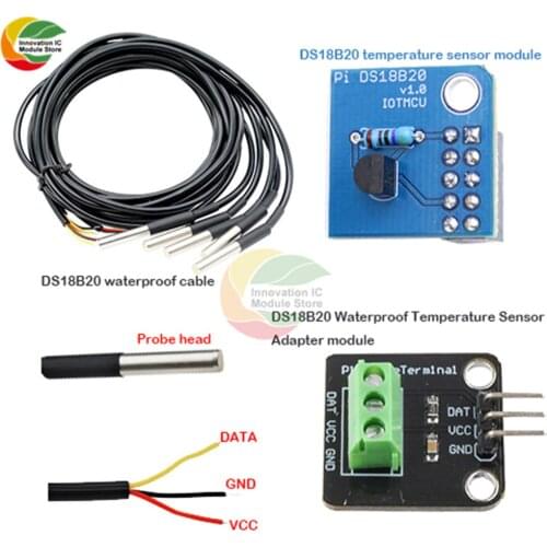 DS18B20 Temperature Sensor Module Kit Waterproof 1M/2M Digital Sensor Cable Stainless Steel Probe Terminal Adapter For Arduino