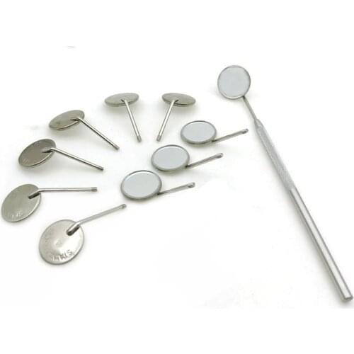 10Pcs Mirror + 1pc Handle Dental Mirror Stainless Steel Mouth Mirror Dental Hygiene Kit Instrument Dentist Tools