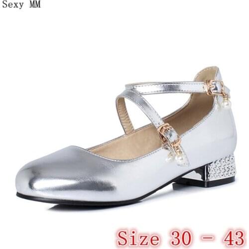 Women High Heel Sandals Square heel Mary Janes Shoes Woman Low High Heels Ladies Pumps Small Plus Size 30 31 32 33 - 40 41 42 43