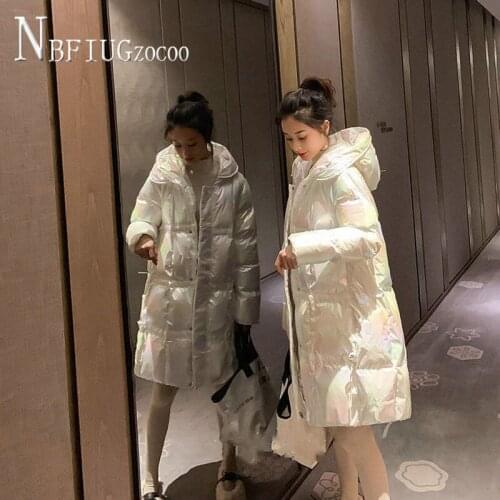 Glossy Fabric Women 2020 Winter Parkas Korean Long Style Female Jacket