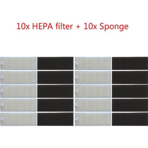 10*HEPA filter + 10*Sponge Suitable for Dibea GT100 Robotic Vacuum Cleaner Parts