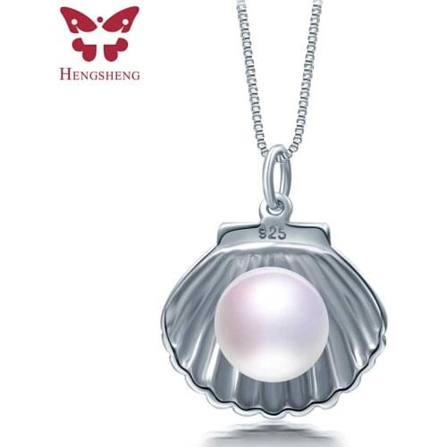 100% cultured freshwater Pearl Pendant, Button Shape Natural real genuine Pearl Pendant for women 925 sterling silver jewelry