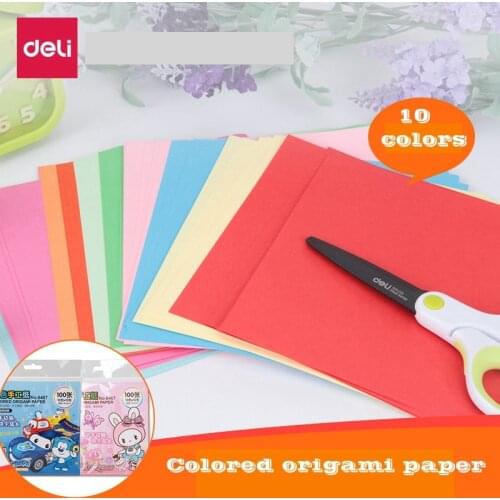 100sheets/Bag Deli 6406/6407 colored origami paper 10x 10 colors 10x10cm 15x15cm color paper children origami paper