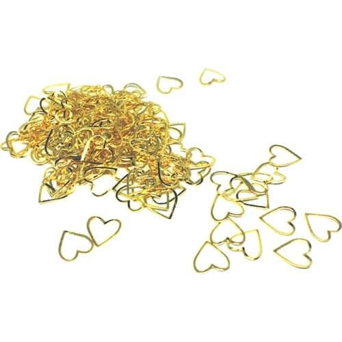 100 Pcs Heart Nail Art Stickers Rose Gold 3d Metal Stud Bling Hybrid Metal Rivet Hollow Manicure Accessoires Nailart Supplies