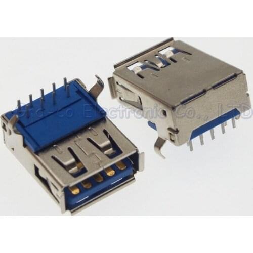 100pcs/lot USB 3.0 Socket 3.0 USB Interface AF 90 Degree Pin