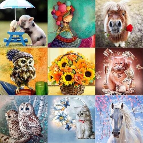 2020 Home Animal Landscape Cartoon 5D Diamond Painting Cross Stitch Set Floral Wall Sticker Mosaic Diamond Embroidery Painting