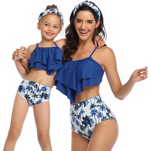 2021 New Summer Girls Swimsuit Mom and Daughter Bathing Suit Female Bikini Beachwear Thin Girls Swimwear Parent-child Clothes