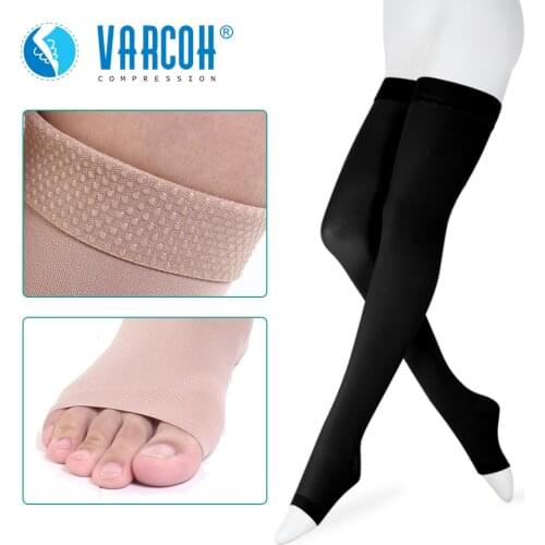 30-40 mmHg Thigh High Compression Stockings Women & Men - Medical Socks,Nursing,Hiking,Varicose,Travel Flight,Running & Fitness
