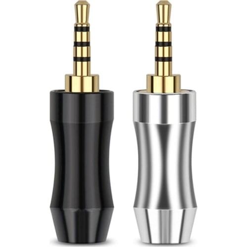 1/4/50pcs 2.5mm Gold Plated Earphone Plug Audio Jack 4 Pole Stereo Length 35.7mm For 6.0mm Headphone Cable Solder Wire Connector