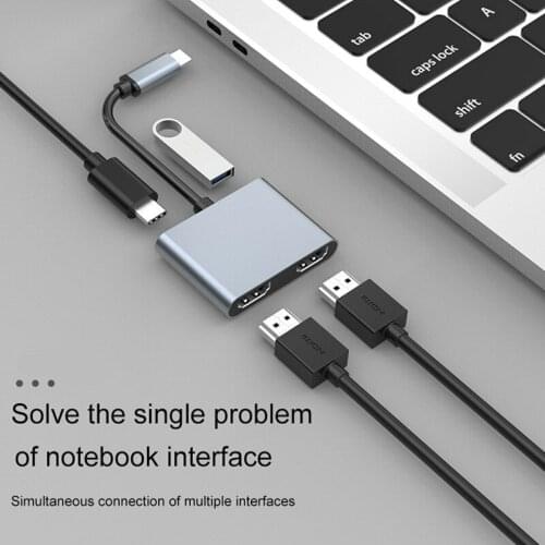 4 In 1 USB Type C Hub To Dual 4K HD H DMI USB 3.0 PD Charge Port USB-C Docking Station Adapter Support Dual-Screen Display