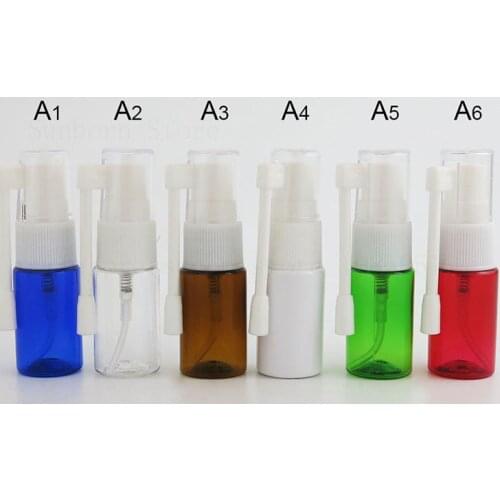 50pcs 10ml Empty Plastic Nasal Spray Bottles 1/3oz Mist Sprayer Nose Blue clear Amber White Red Spray Bottle Medical Packaging