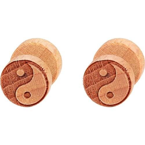 BONISKISS Womens Earrings Yin And Yang Jewelry Mens Stainless Steel Stud Earring Vintage Bijoux Unique Design Wood Carving