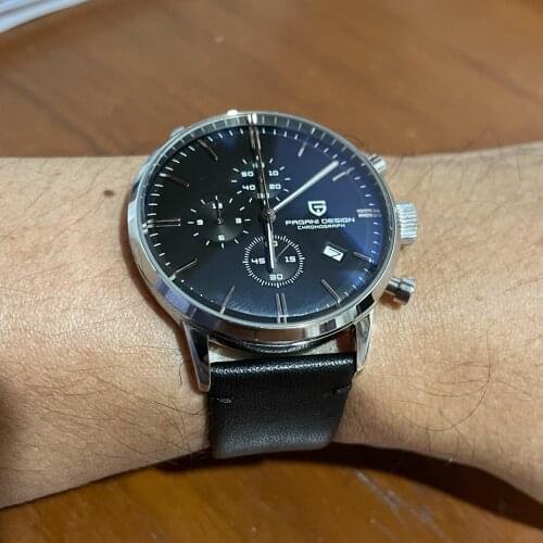 PAGANI DESIGN Brand Quartz Waterproof Mens Sport Wristwatch Genuine Leather Luxury Luminous Chronograph VK67 Movement Mans Watch