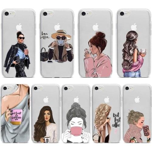 PXCEHNG Princess Female Boss Coffee Phone Case For iPhone 12 Mini 11 Pro XS Max X XR 7 8 Plus