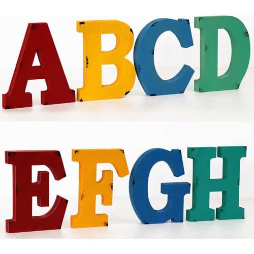 Four Colors Wooden Letters Alphabet DIY Word Letter Art Crafts Standing Name Design Party KTV Home Bar Decor Home Decoration