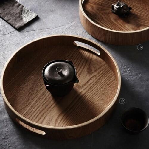 Wooden Storage Trays Round/Oval/rectangular Serving Tray Tea Food Dishe Drink Platter Food Dessert Fruit Snack Plates Home Decor