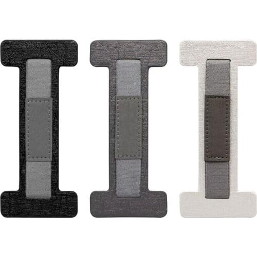 K1KF One-handed Operation Leather Belt Holder Stand Security Hand Strap Holder Finger Grip Universal for Tablets Kindle