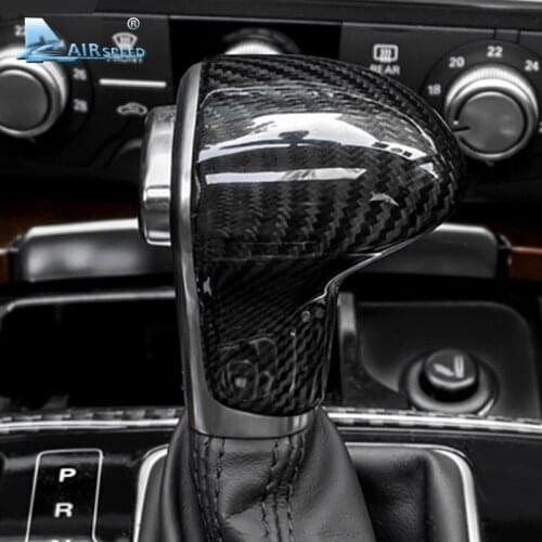 For Audi A4L A6L A7 S6 S7 Q5 Q7 Carbon Fiber Gear Shift Knob Cover Interior Trim 1pcs