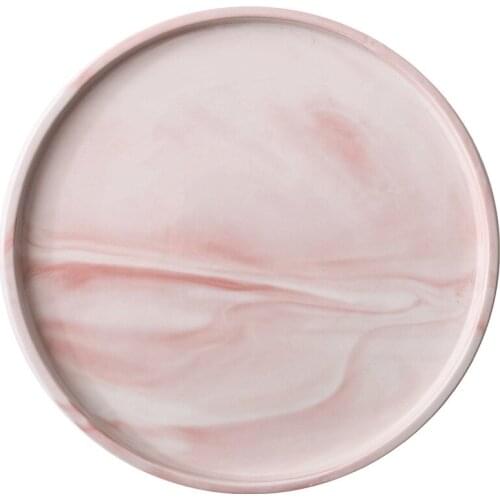 European luxury pink marble-patterned ceramic tray for wine utensils tray