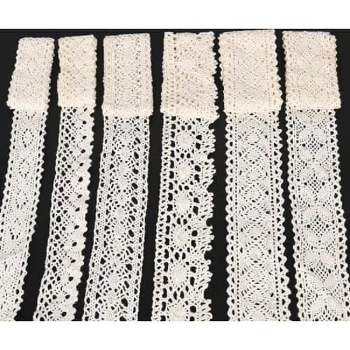 Random 5Sizes 10-40mm Ivory Color Cotton Knitted Lace Fabric Trimming Ribbon Sewing Accessories Sticker Craft Decoration 10Yards